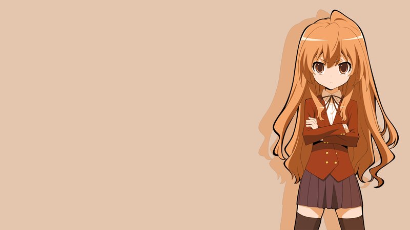 Anime Girl with Long Hair — Brown, Neutral, School Uniform, Long Hair