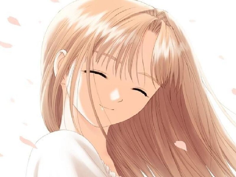 Anime Girl with Long Hair — Brown, Peaceful