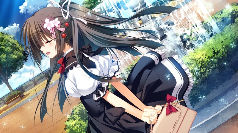 Anime Girl with Long Hair — Brown, Serene, Afternoon