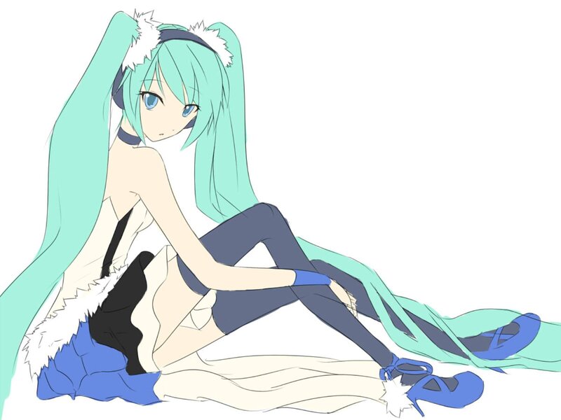 Anime Girl with Long Hair — Cyan, Calm, Digital Art, Long Hair, Headphones