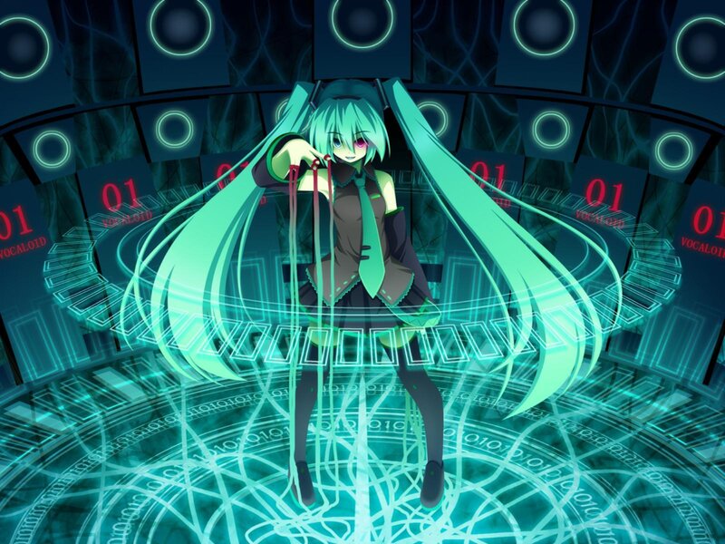 Anime Girl with Long Hair — Cyan, Dramatic