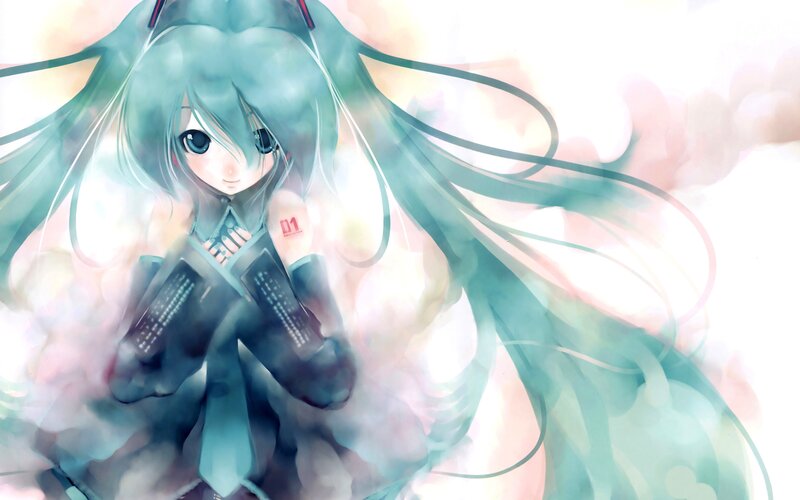 Anime Girl with Long Hair — Cyan, Dreamy, Digital Art, Long Hair, Book