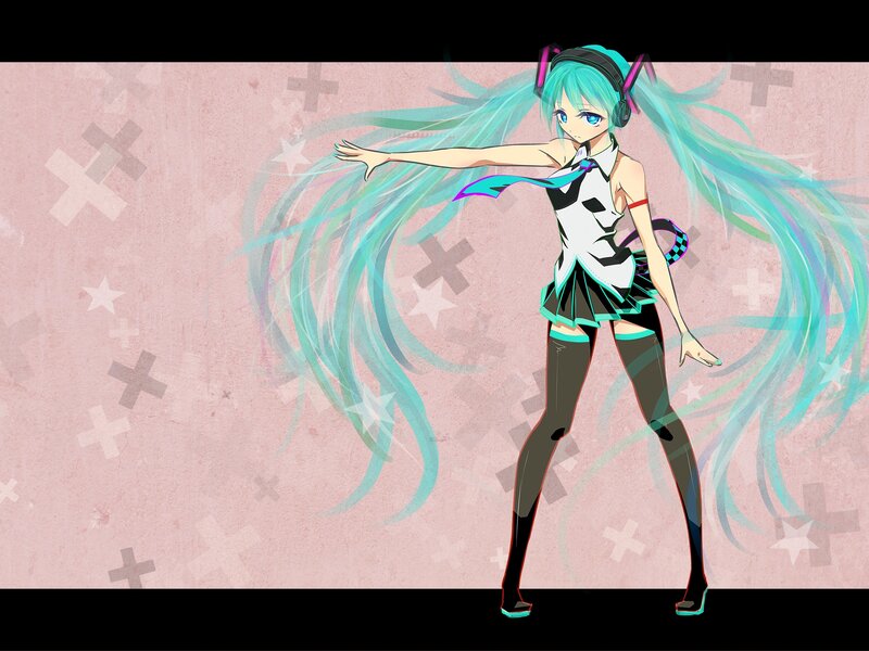 Anime Girl with Long Hair — Cyan, Dynamic, Digital Art, Headphones