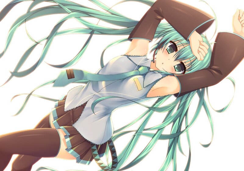 Anime Girl with Long Hair — Cyan, Dynamic, Digital Art, School Uniform