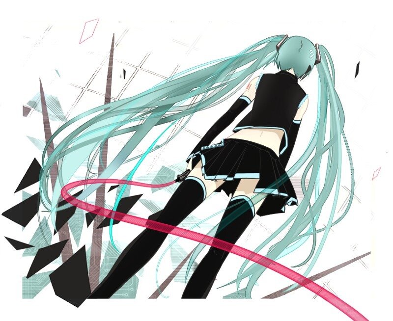 Anime Girl with Long Hair — Cyan, Dynamic, Long Hair