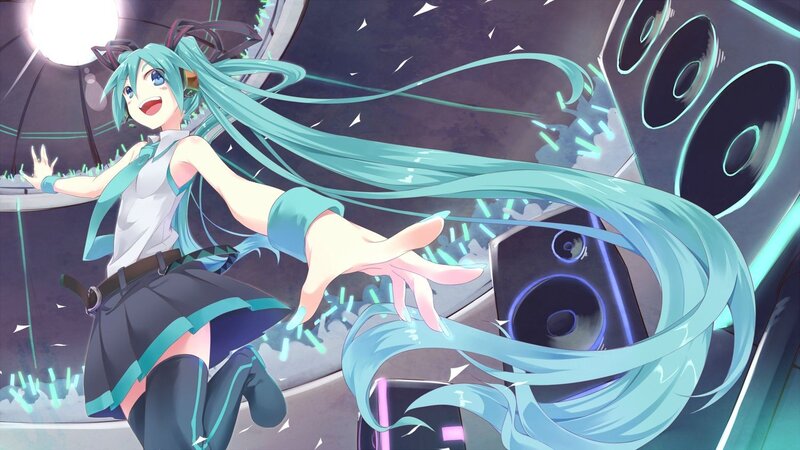 Anime Girl with Long Hair — Cyan, Energetic, Night, Digital Art