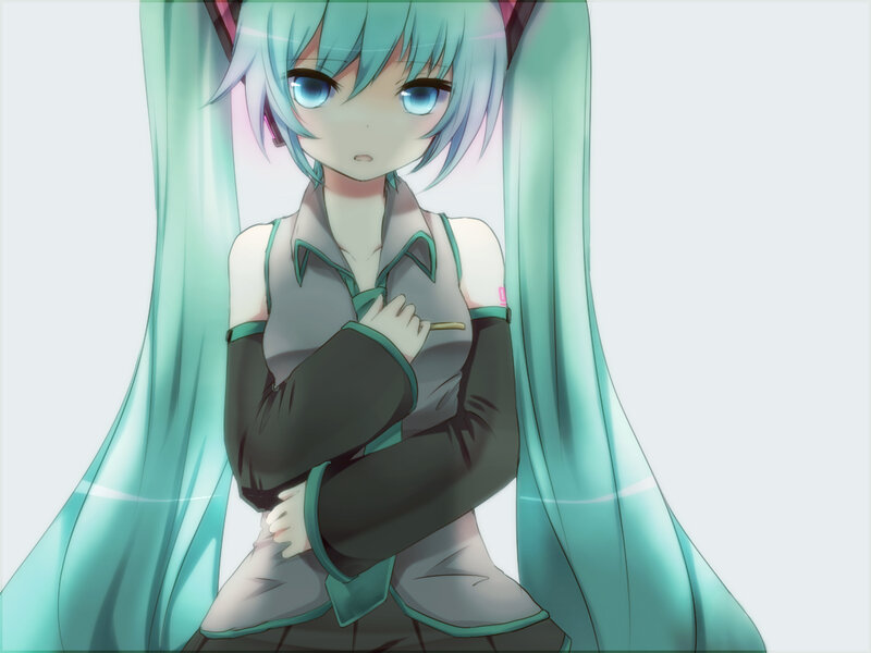 Anime Girl with Long Hair — Cyan, Neutral