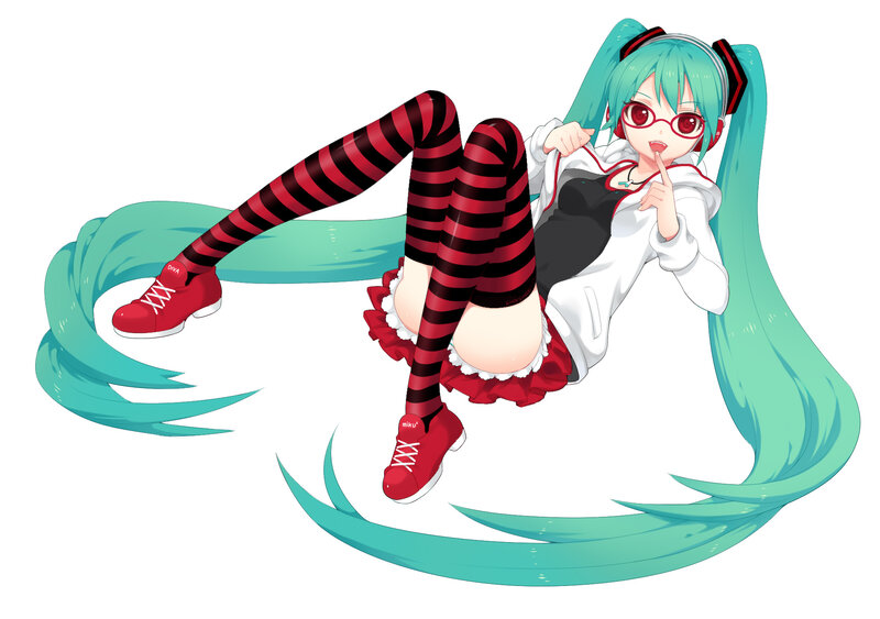 Anime Girl with Long Hair — Cyan, Playful, Digital Art, Glasses