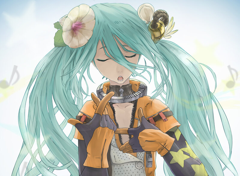 Anime Girl with Long Hair — Cyan, Serene, Morning