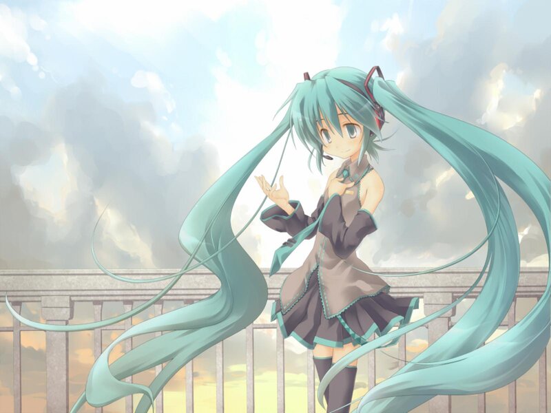 Anime Girl with Long Hair — Cyan, Serene