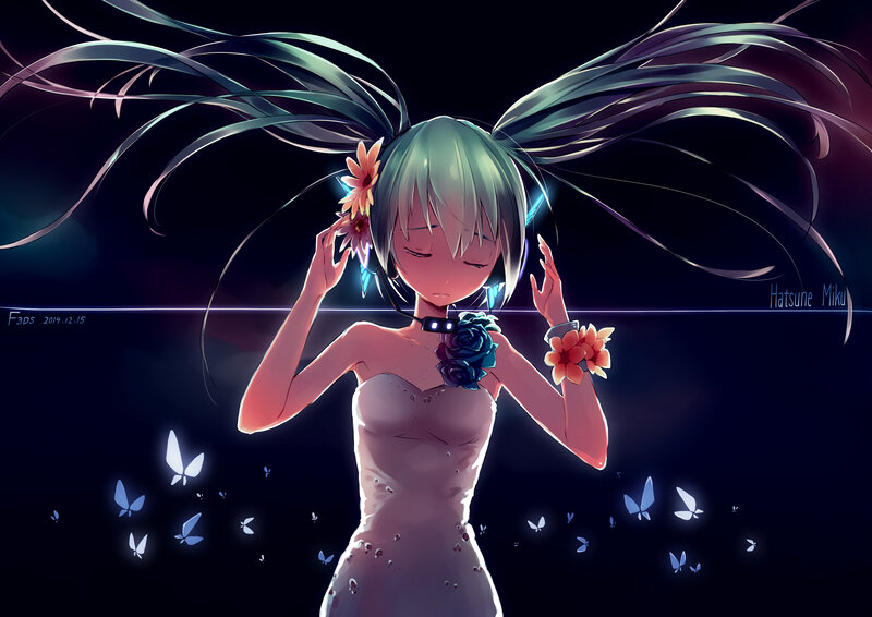 Anime Girl with Long Hair — Dark Blue, Serene