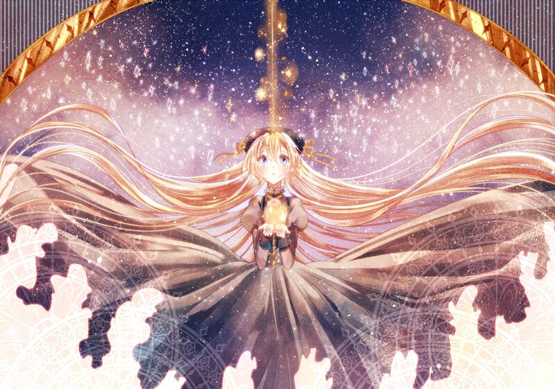 Anime Girl with Long Hair — Gold, Magical