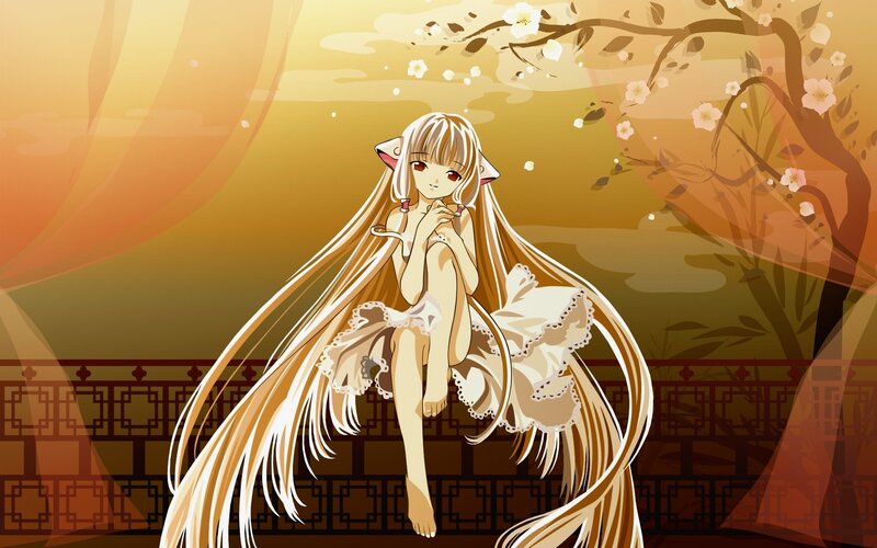 Anime Girl with Long Hair — Gold, Serene