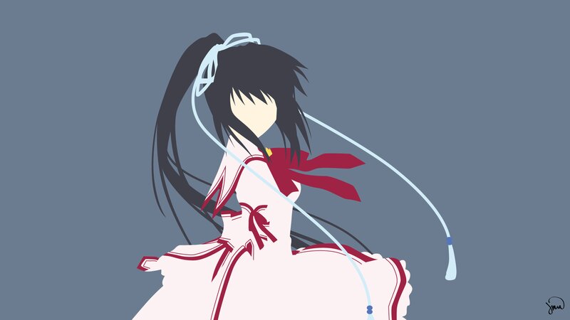 Anime Girl with Long Hair — Gray, Calm, Minimalist