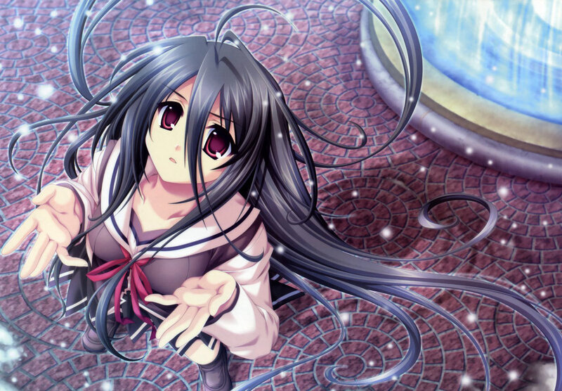 Anime Girl with Long Hair — Gray, Dramatic