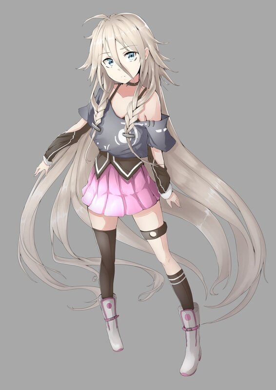 Anime Girl with Long Hair — Gray, Neutral, Digital Art