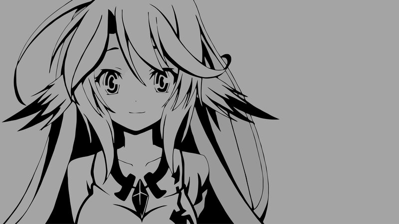 Anime Girl with Long Hair — Gray, Neutral, Manga