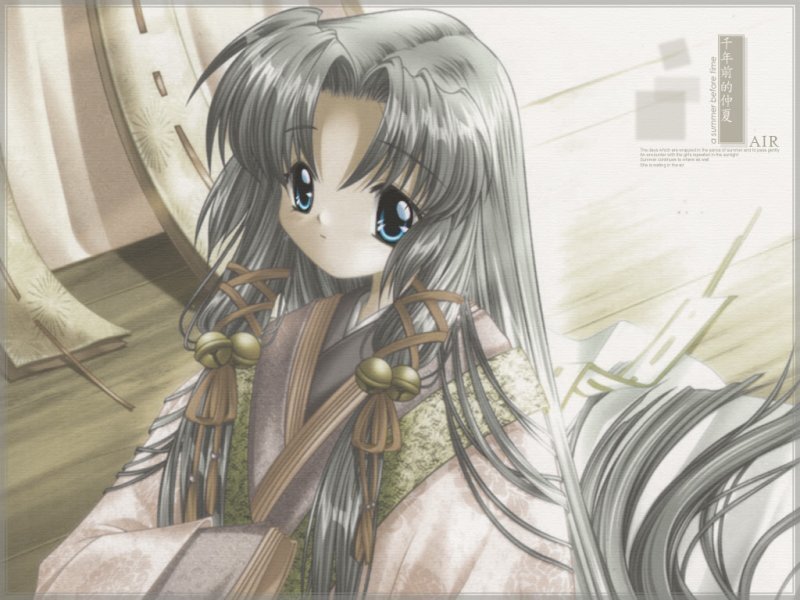 Anime Girl with Long Hair — Gray