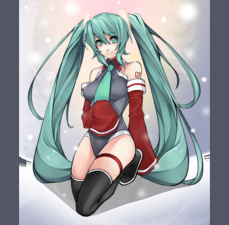 Anime Girl with Long Hair — Green, Calm