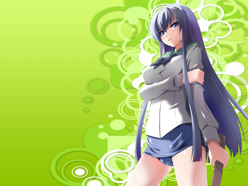 Anime Girl with Long Hair — Green, Confident