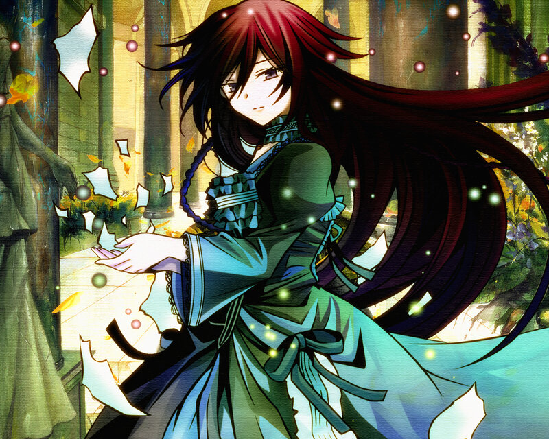 Anime Girl with Long Hair — Green, Dramatic, Manga