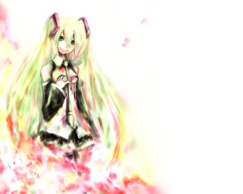 Anime Girl with Long Hair — Green, Dreamy