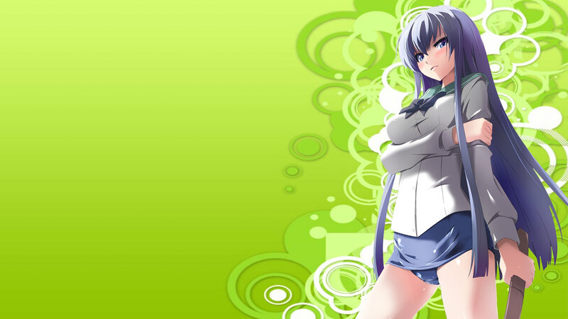 Anime Girl with Long Hair — Green, Neutral