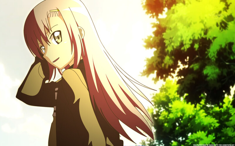 Anime Girl with Long Hair — Green, Serene, Afternoon, Tree, Sunlight