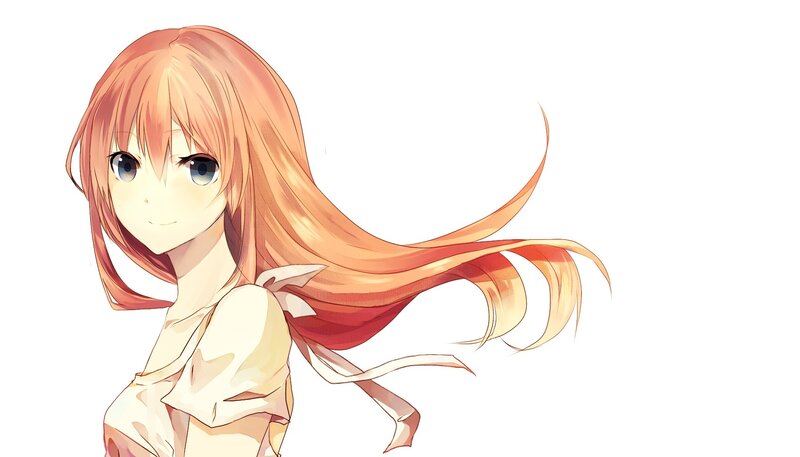 Anime Girl with Long Hair — Orange, Calm, Eyes