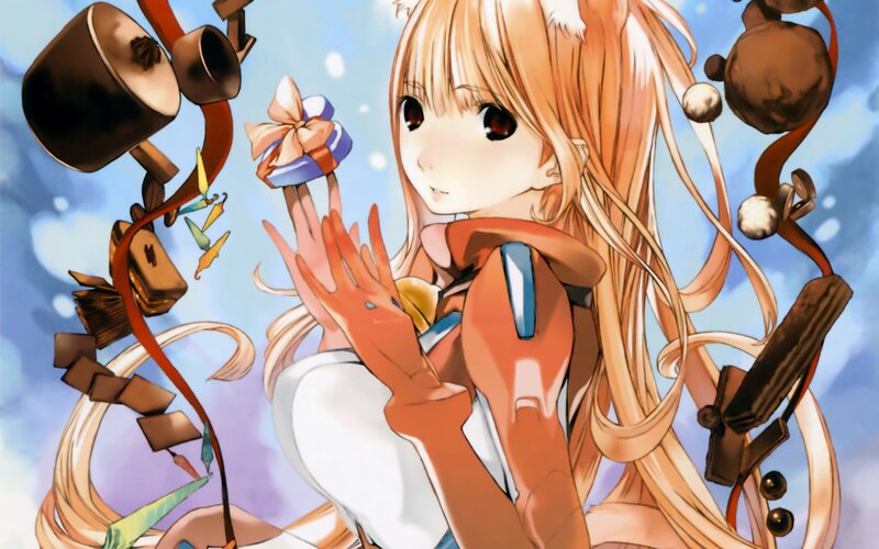 Anime Girl with Long Hair — Orange, Dreamy, Gift Box