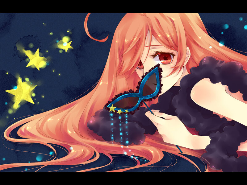 Anime Girl with Long Hair — Orange, Dreamy, Night