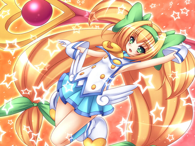Anime Girl with Long Hair — Orange, Energetic