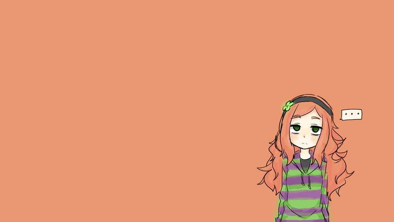 Anime Girl with Long Hair — Orange, Neutral, Digital Art