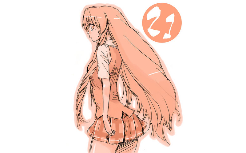 Anime Girl with Long Hair — Orange, Neutral, Manga