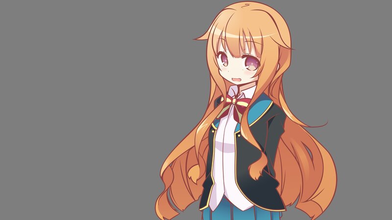 Anime Girl with Long Hair — Orange, Neutral, School Uniform