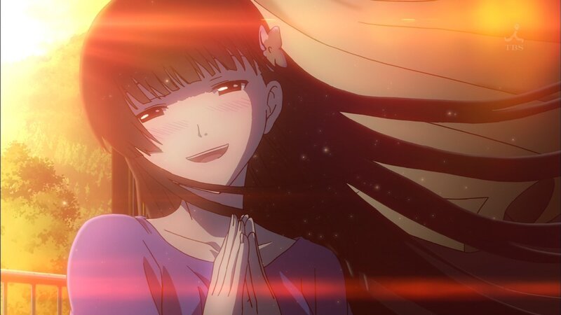 Anime Girl with Long Hair — Orange, Serene, Sunset, Sunlight