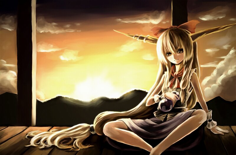 Anime Girl with Long Hair — Orange, Serene
