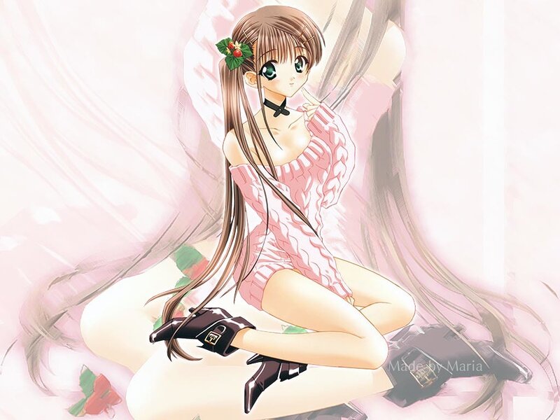Anime Girl with Long Hair — Pink, Calm, Manga, Flower in Hair