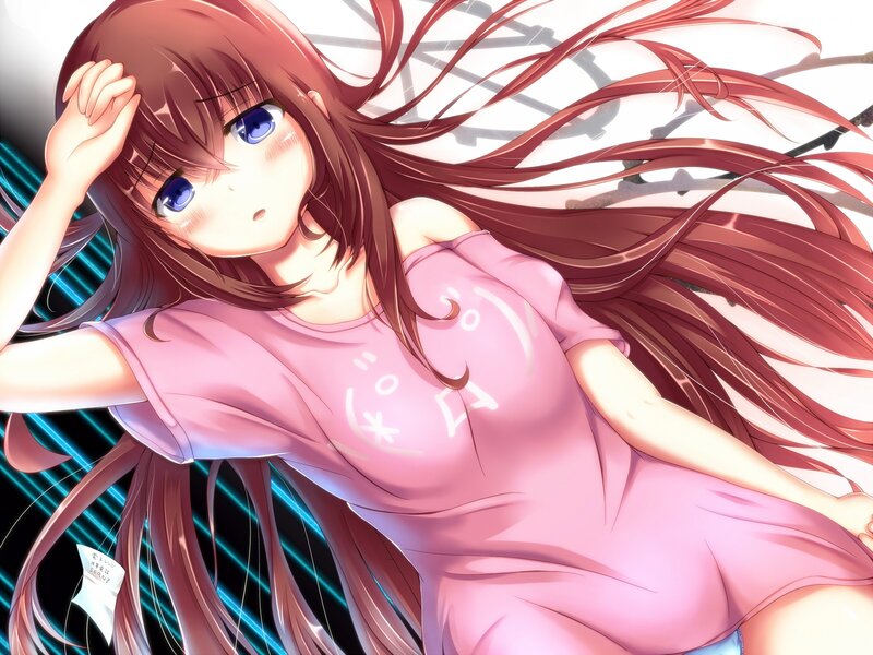Anime Girl with Long Hair — Pink, Calm, Pink Shirt