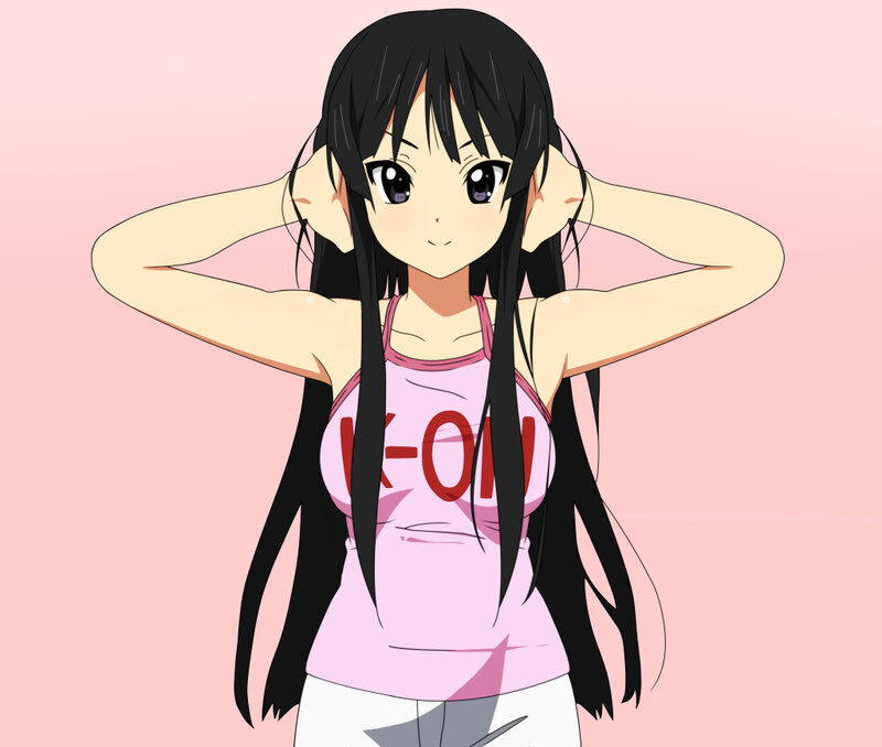 Anime Girl with Long Hair — Pink, Calm, Tank Top, Long Hair