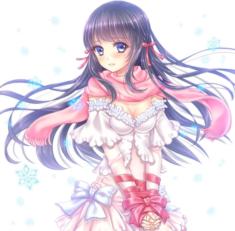 Anime Girl with Long Hair — Pink, Calm, Winter