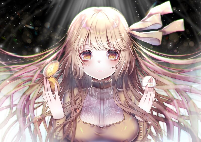 Anime Girl with Long Hair — Pink, Dramatic, Digital Art, Eyes