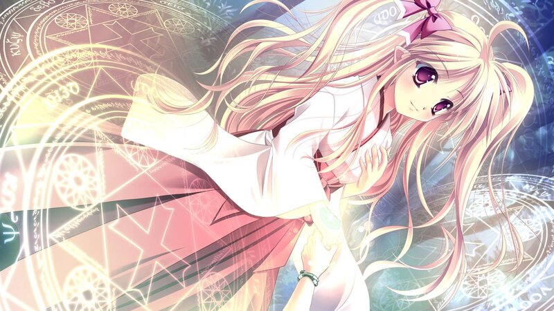 Anime Girl with Long Hair — Pink, Dramatic, Magic Circle