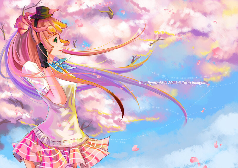 Anime Girl with Long Hair — Pink, Dreamy, Spring