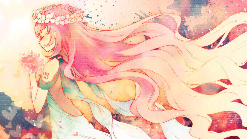 Anime Girl with Long Hair — Pink, Dreamy, Sunset