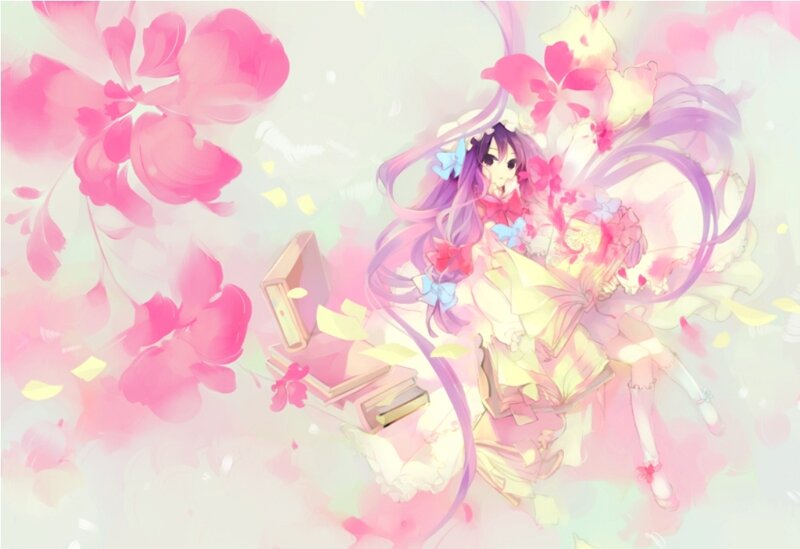 Anime Girl with Long Hair — Pink, Dreamy