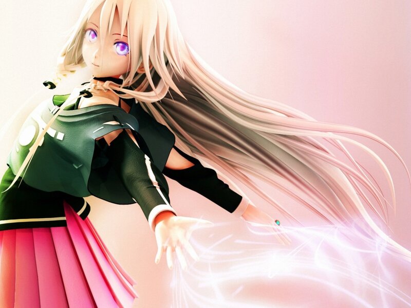 Anime Girl with Long Hair — Pink, Dynamic, 3d Render