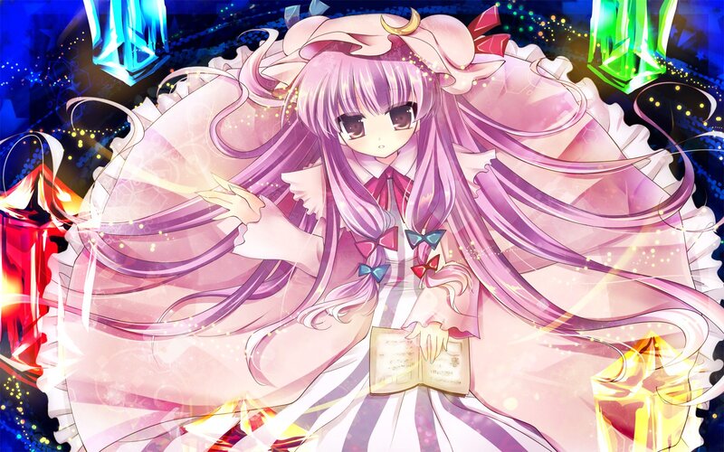 Anime Girl with Long Hair — Pink, Magical, Night