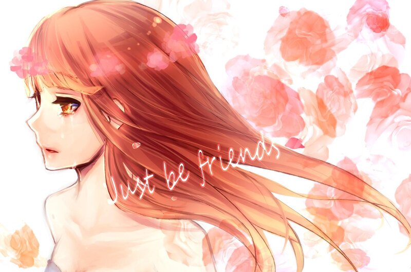 Anime Girl with Long Hair — Pink, Melancholic
