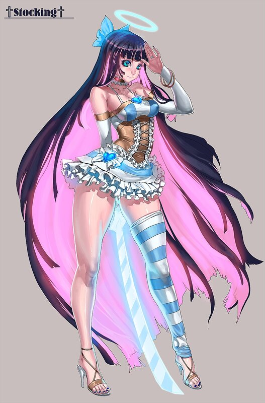 Anime Girl with Long Hair — Pink, Playful, Digital Art, Angel Halo
